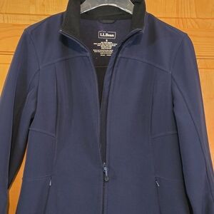 L.L. Bean Womens Jacket Small Longline Softshell Fleece Lined Spring Navy Blue
